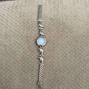 Gloria Vanderbilt Silver Women's Watch with Dolphin Design